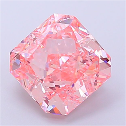 Picture of Lab Grown Diamond 3.26 Carats, SQUARE RADIANT with  Cut, Fancy Vivid Pink Color, VVS2 Clarity and Certified by IGI