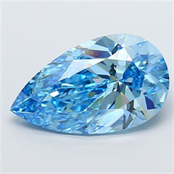 Picture of Lab Grown Diamond 5.52 Carats, Pear with  Cut, Fancy Vivid Blue Color, VS1 Clarity and Certified by IGI