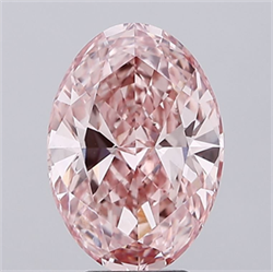 Picture of Lab Grown Diamond 4.55 Carats, Oval with  Cut, Fancy Vivid Pink Color, VS2 Clarity and Certified by IGI