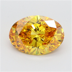 Picture of Lab Grown Diamond 3.85 Carats, Oval with  Cut, Fancy Vivid Yellow Color, VS1 Clarity and Certified by IGI