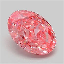 Picture of Lab Grown Diamond 2.08 Carats, Oval with  Cut, Fancy Vivid Pink Color, VVS2 Clarity and Certified by IGI