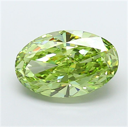 Picture of Lab Grown Diamond 5.05 Carats, Oval with  Cut, Fancy Vivid Green Color, VS1 Clarity and Certified by IGI