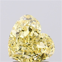 Picture of Lab Grown Diamond 1.33 Carats, Heart with  Cut, Fancy Intense Yellow Color, VS1 Clarity and Certified by IGI