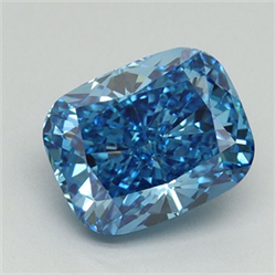 Picture of Lab Grown Diamond 2.03 Carats, Cushion with  Cut, Fancy Vivid Blue Color, VVS2 Clarity and Certified by IGI