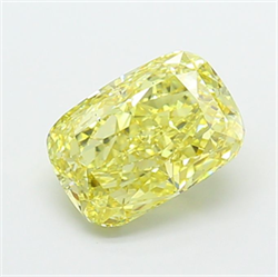 Picture of Lab Grown Diamond 3.02 Carats, CUSHION MODIFIED with  Cut, Fancy Intense Yellow Color, VS2 Clarity and Certified by IGI