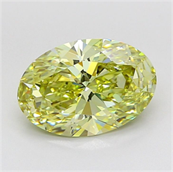 Picture of Lab Grown Diamond 3.10 Carats, Oval with  Cut, Fancy Yellow Color, VVS1 Clarity and Certified by IGI