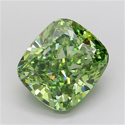 Picture of Lab Grown Diamond 3.05 Carats, CUSHION MODIFIED with  Cut, Fancy Vivid Green Color, VVS2 Clarity and Certified by IGI