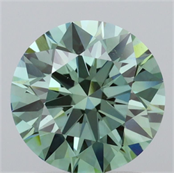 Picture of Lab Grown Diamond 2.02 Carats, Round with Ideal Cut, Fancy Vivid Green Color, VS1 Clarity and Certified by IGI