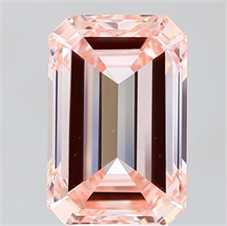 Picture of Lab Grown Diamond 5.02 Carats, Emerald with  Cut, Fancy Intense Pink Color, VS1 Clarity and Certified by IGI