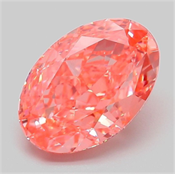 Picture of Lab Grown Diamond 3.06 Carats, Oval with  Cut, Fancy Vivid Pink Color, VS1 Clarity and Certified by IGI
