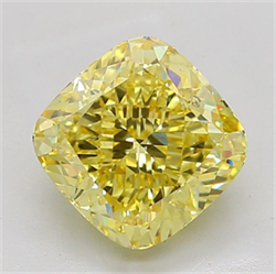 Picture of Lab Grown Diamond 5.24 Carats, CUSHION MODIFIED with  Cut, Fancy Intense Yellow Color, VS1 Clarity and Certified by IGI
