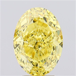 Picture of Lab Grown Diamond 4.03 Carats, Oval with  Cut, Fancy Vivid Yellow Color, VS1 Clarity and Certified by IGI