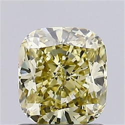 Picture of Lab Grown Diamond 1.20 Carats, Cushion with  Cut, Fancy Intense Yellow Color, VS1 Clarity and Certified by IGI