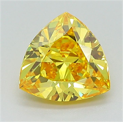 Picture of Lab Grown Diamond 1.45 Carats, TRIANGULAR with  Cut, Fancy Vivid Yellow Color, VS1 Clarity and Certified by IGI