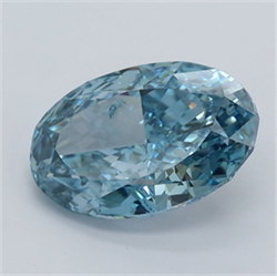 Picture of Lab Grown Diamond 2.45 Carats, Oval with  Cut, Fancy Vivid Blue Color, VS1 Clarity and Certified by IGI