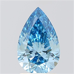 Picture of Lab Grown Diamond 1.36 Carats, Pear with  Cut, Fancy Vivid Blue Color, VS2 Clarity and Certified by IGI