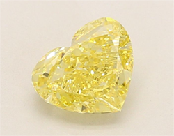 Picture of Lab Grown Diamond 1.20 Carats, Heart with  Cut, Fancy Intense Yellow Color, VVS2 Clarity and Certified by IGI