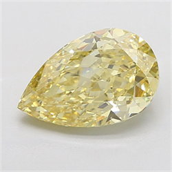 Picture of Lab Grown Diamond 5.53 Carats, Pear with  Cut, Fancy Intense Yellow Color, VS1 Clarity and Certified by IGI