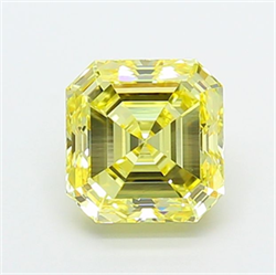 Picture of Lab Grown Diamond 3.14 Carats, Asscher with  Cut, Fancy Intense Yellow Color, VS1 Clarity and Certified by IGI