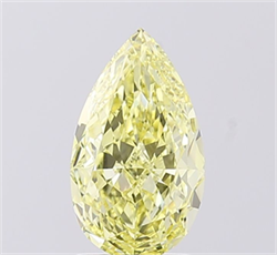 Picture of Lab Grown Diamond 1.70 Carats, Pear with  Cut, Fancy Yellow Color, VS1 Clarity and Certified by IGI