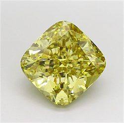 Picture of Lab Grown Diamond 3.30 Carats, CUSHION MODIFIED with  Cut, Fancy Intense Yellow Color, VS2 Clarity and Certified by IGI