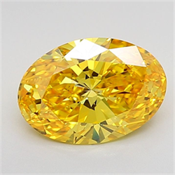 Picture of Lab Grown Diamond 2.08 Carats, Oval with  Cut, Fancy Vivid Yellow Color, VVS2 Clarity and Certified by IGI