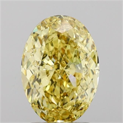 Picture of Lab Grown Diamond 2.54 Carats, Oval with  Cut, Fancy Intense Yellow Color, VVS2 Clarity and Certified by IGI