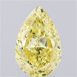 Picture of Lab Grown Diamond 3.04 Carats, Pear with  Cut, Fancy Intense Yellow Color, VS2 Clarity and Certified by IGI