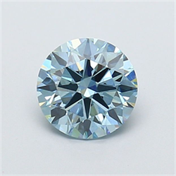 Picture of Lab Grown Diamond 1.23 Carats, Round with Ideal Cut, Fancy Vivid Blue Color, VS1 Clarity and Certified by IGI
