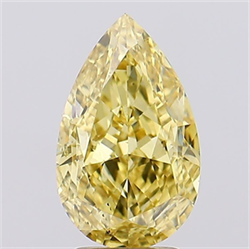 Picture of Lab Grown Diamond 3.68 Carats, Pear with  Cut, Fancy Vivid Yellow Color, VS2 Clarity and Certified by IGI