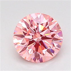 Picture of Lab Grown Diamond 1.22 Carats, Round with Ideal Cut, Fancy Vivid Pink Color, VS1 Clarity and Certified by IGI