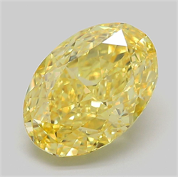 Picture of Lab Grown Diamond 4.70 Carats, Oval with  Cut, Fancy Vivid Yellow Color, VVS2 Clarity and Certified by IGI