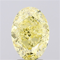 Picture of Lab Grown Diamond 3.11 Carats, Oval with  Cut, Fancy Vivid Yellow Color, VS1 Clarity and Certified by IGI