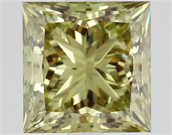 Picture of Lab Grown Diamond 3.10 Carats, Princess with  Cut, Fancy Vivid Green Color, VS1 Clarity and Certified by IGI
