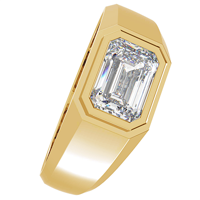 Mens engagement ring set with 2.50 Carat Emerald Lab Diamond Ideal Cut, E VVS2