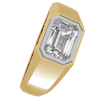 Mens engagement ring set with 2.50 Carat Emerald Lab Diamond Ideal Cut, E VVS2