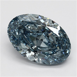 Picture of Lab Grown Diamond 3.51 Carats, Oval with  Cut, Fancy Vivid Blue Color, VS2 Clarity and Certified by IGI