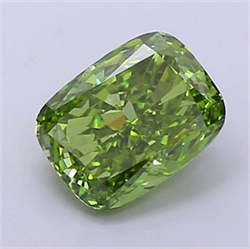 Picture of Lab Grown Diamond 1.53 Carats, Cushion with  Cut, Fancy Vivid Green Color, VS1 Clarity and Certified by IGI