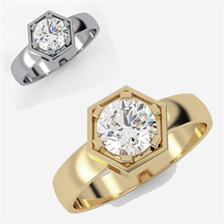 Picture of Mens Hexagon ring, 1 carat Lab diamond F VS1 certified by IGI/GIA