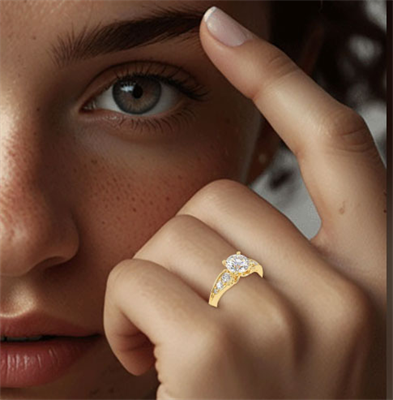 Rose Gold Song of the Seas engagement ring with side diamonds for all shapes