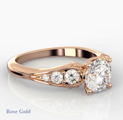Rose Gold Song of the Seas engagement ring with side diamonds for all shapes