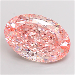 Picture of Lab Grown Diamond 14.02 Carats, Oval with  Cut, Fancy Vivid Pink Color, VS2 Clarity and Certified by IGI