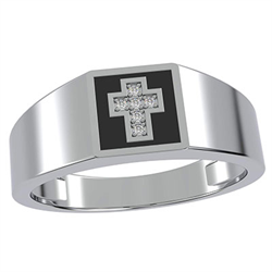 Picture of Mens cross rings gold, black diamonds and Enemal