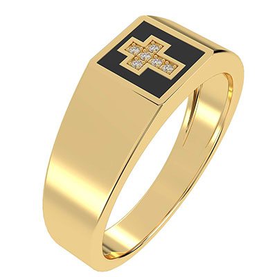 Anillos cruzados para hombre en oro, diamantes negros y Enemal