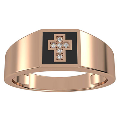 Anillos cruzados para hombre en oro, diamantes negros y Enemal