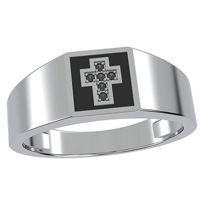 Anillos cruzados para hombre en oro, diamantes negros y Enemal