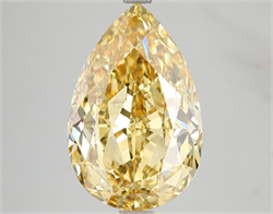 Picture of Lab Grown Diamond 7.58 Carats, Pear with  Cut, Fancy Vivid Yellow Color, VS2 Clarity and Certified by IGI