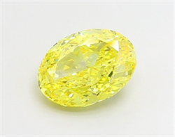 Picture of Lab Grown Diamond 2.01 Carats, Oval with  Cut, Fancy Vivid Yellow Color, VVS2 Clarity and Certified by IGI