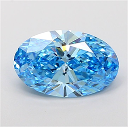 Picture of Lab Grown Diamond 3.09 Carats, Oval with  Cut, Fancy Vivid Blue Color, VS1 Clarity and Certified by IGI