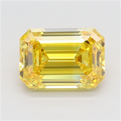 Picture of Lab Grown Diamond 1.51 Carats, Emerald with  Cut, Fancy Vivid Yellow Color, IF Clarity and Certified by IGI
